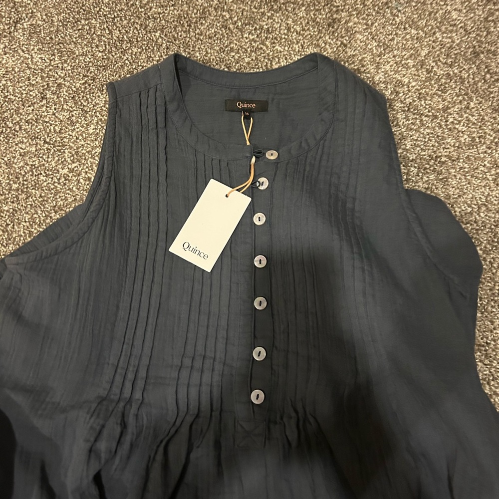 Quince Button-Down Sleeveless Dress